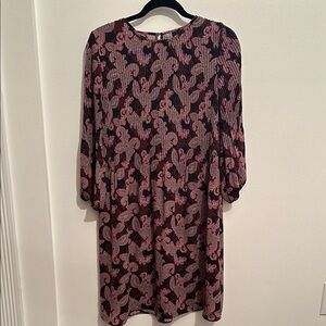 J. Jill Wearever Collection Elegant Black and Pink Patterned Dress. GUC. Size S.